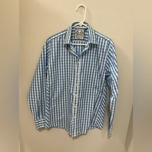 Thomas Pink Blue and White Gingham Button-Down Shirt size 16